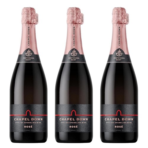 Chapel Down Rose English Sparkling Wine 75cl Treble Bottle Set 3x75cl